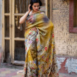 Yellow Batik Silk Saree Online | Avoran Creation