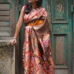 Yellow Batik Silk Saree Online | Avoran Creation