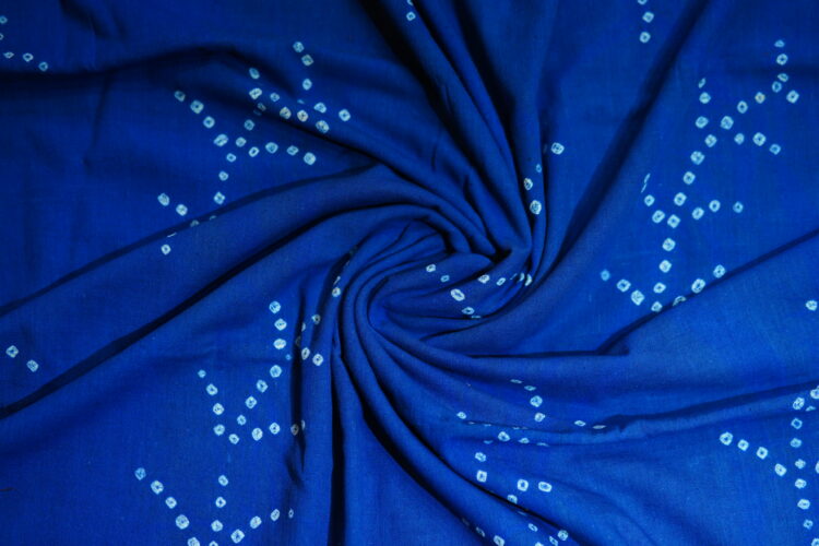 Kala Cotton- Organic Handloom Bandhani Fabric- Blue Colour - Image 2