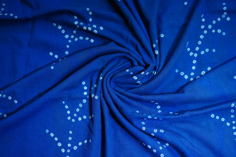 Kala Cotton- Organic Handloom Bandhani Fabric- Blue Colour