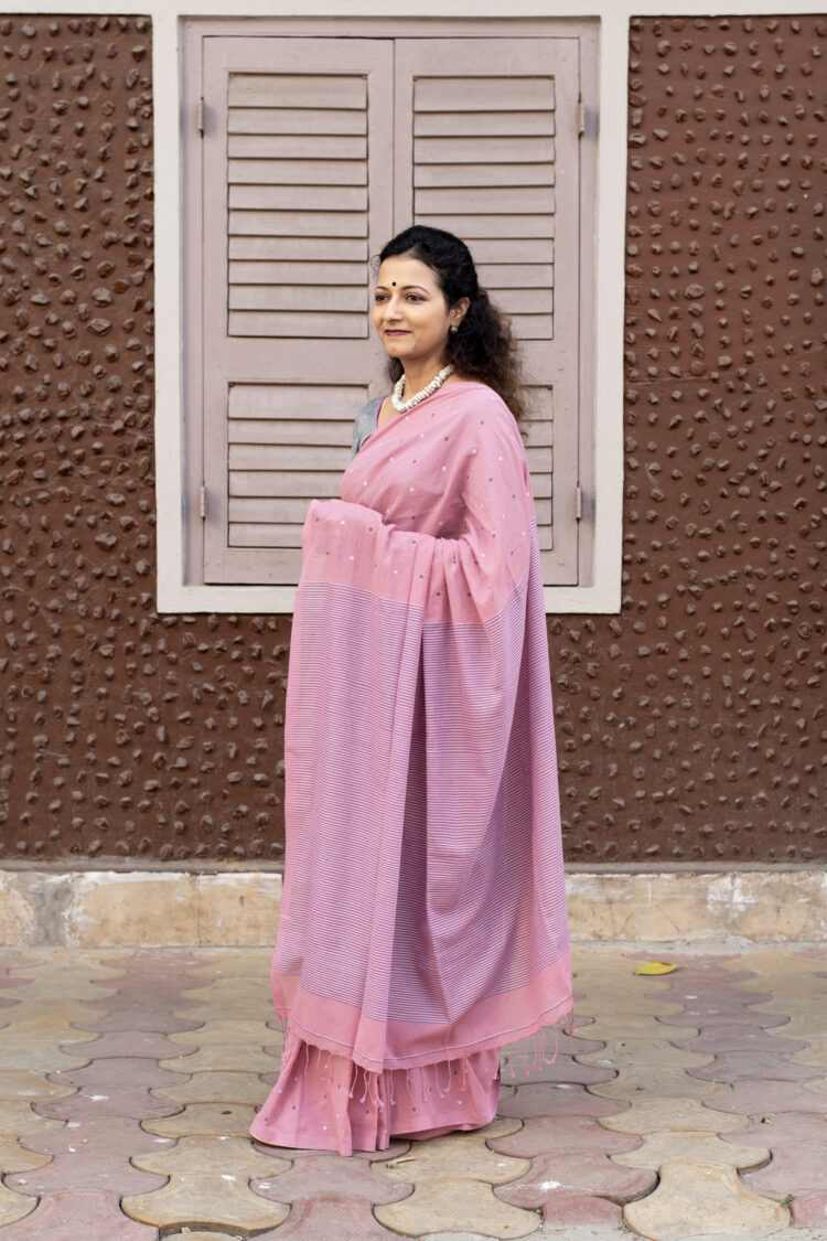 Pink Jamdani Saree - Image 4