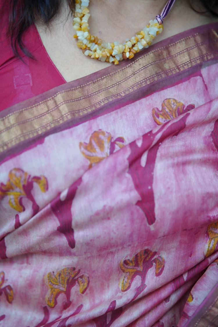 Vanaspati Print Maheshwari Silk Saree - Image 3