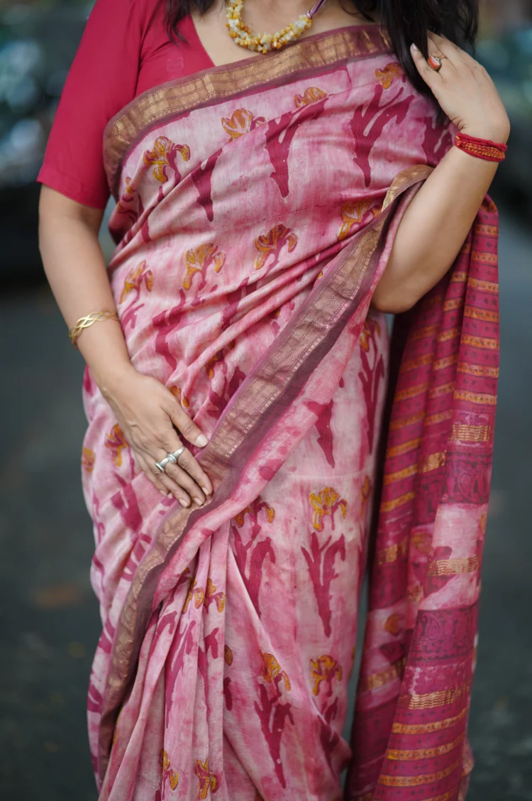 Vanaspati Print Maheshwari Silk Saree - Image 4