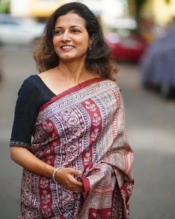 Bagh Hand-Block printed Tasar Saree