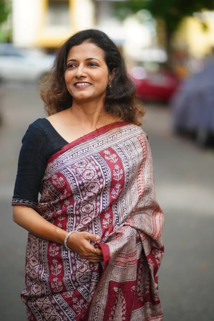 Bagh Hand-Block printed Tasar Saree