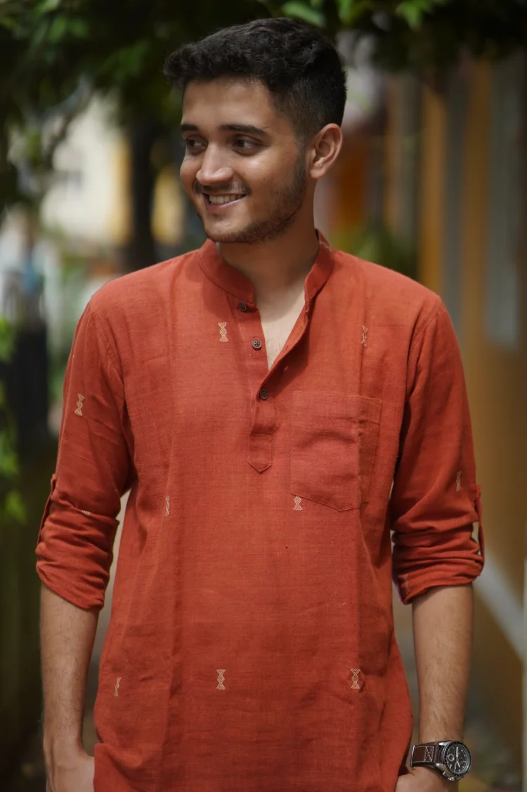 Rust Colour Kala Cotton Kurta - Image 4
