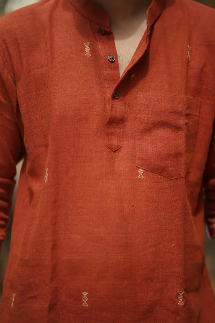 Rust Colour Kala Cotton Kurta - Image 3