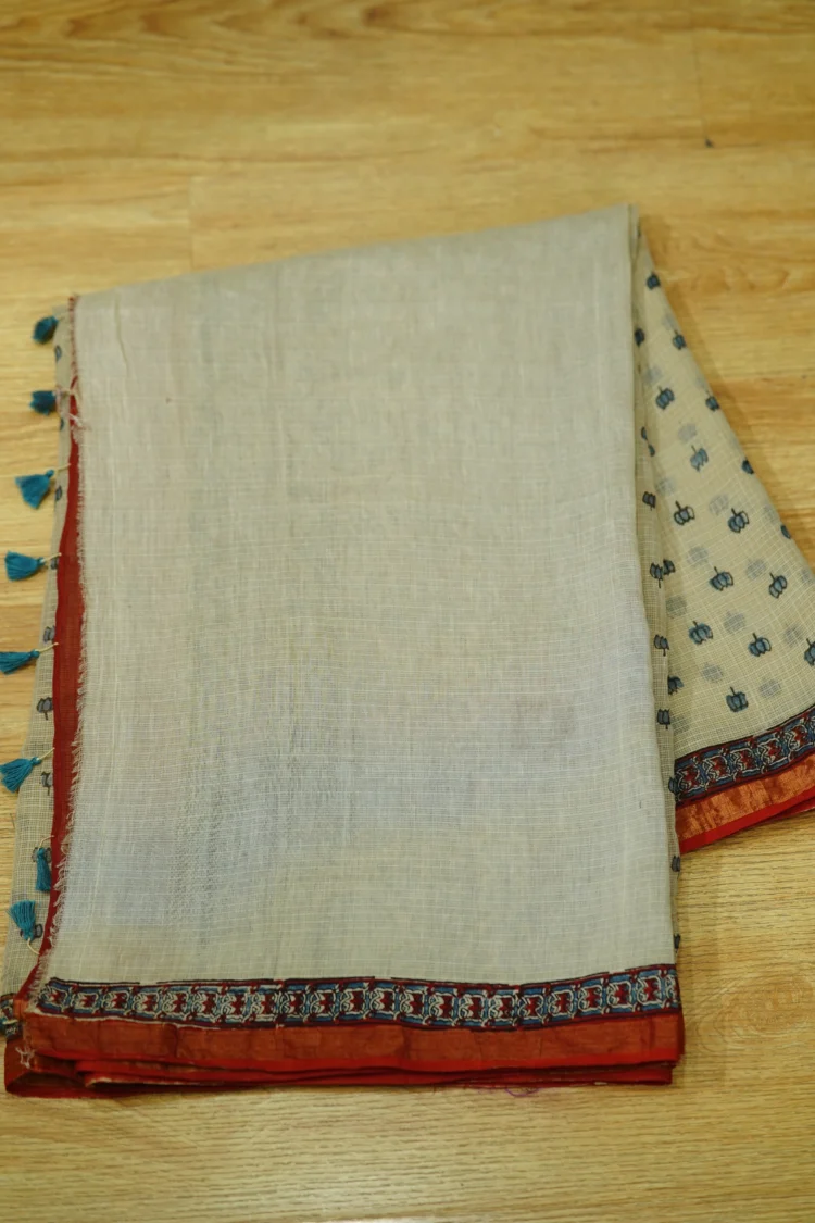 Kota Saree in Ajrakh print with Lotus motifs - Image 6