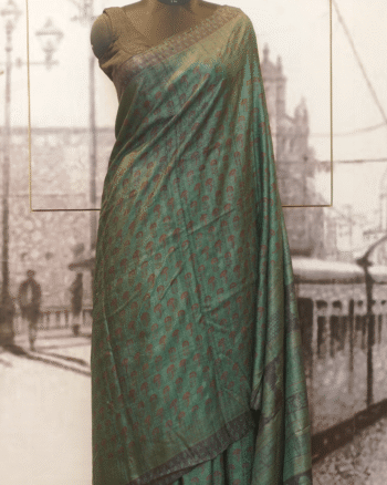 Green Pure Tasar Silk Saree with Bagh Print
