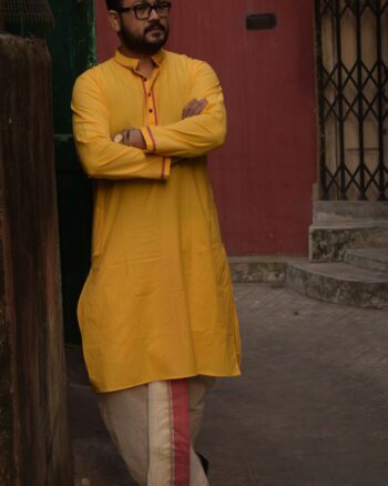 White with Red Border Ready-to-Wear Dhoti for Men