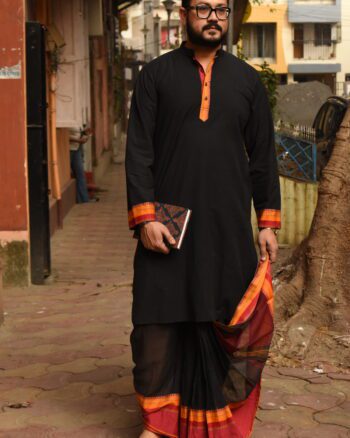 Black Ready-to-Wear Dhoti for Men