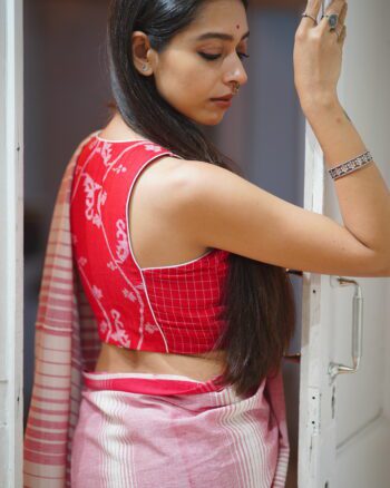 Red Jamdani Sleeveless Blouse
