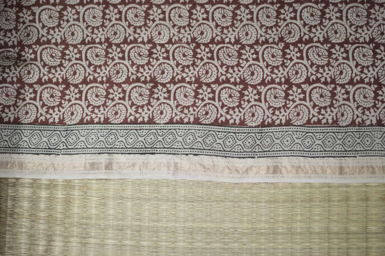 Authentic Maheshwari Bagh print saree by Avoran