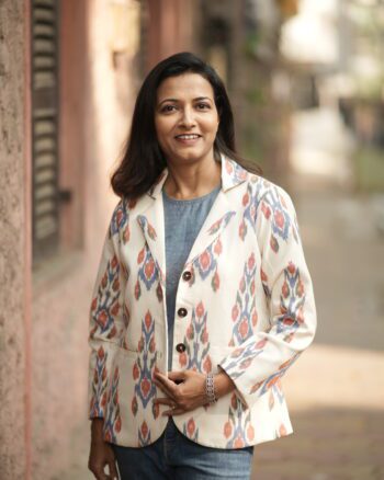 White Handwoven Ikat Blazer