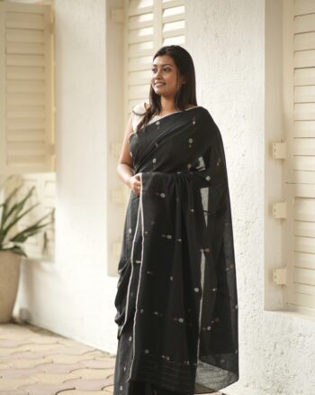 Black Floral Buta Jamdani Saree