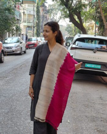 Magenta Dual Tone Handwoven Tasar Stole