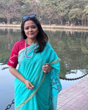 Sea green bird motif in pallu handwoven jamdani saree