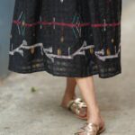 Black Jamdani dress made using traditional handloom weaving technique