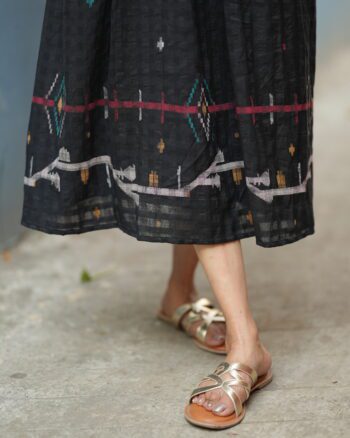 Black Jamdani dress made using traditional handloom weaving technique