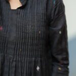 Black Jamdani dress made using traditional handloom weaving technique