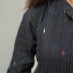 Black Jamdani dress made using traditional handloom weaving technique