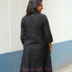 Black Jamdani dress made using traditional handloom weaving technique