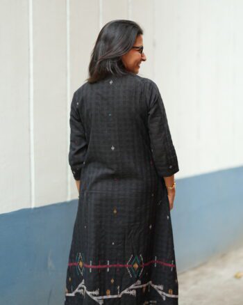 Black Jamdani dress made using traditional handloom weaving technique