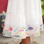 White Jamdani handwoven cotton dress with delicate traditional woven motifs