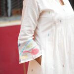 White Jamdani handwoven cotton dress with delicate traditional woven motifs