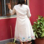 White Jamdani handwoven cotton dress with delicate traditional woven motifs